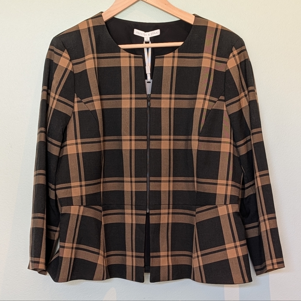 New Plaid Black and Tan Preston & York Jacket